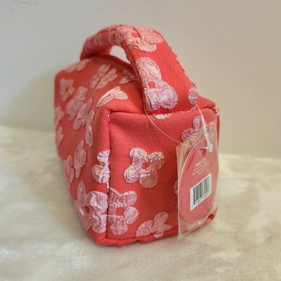 Ulta Beauty Coral Pink Floral Flower Appliques Cosmetic Bag NWT - Picture 6 of 10